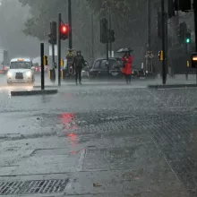 A street in heavy rain