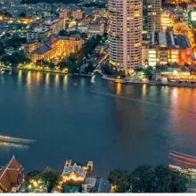 Aerial view of Chao Phraya River, Bangkok