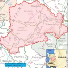 Map showing boundary of Severn Uplands area