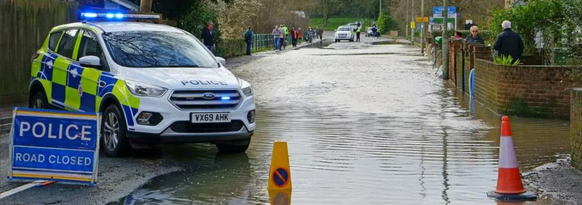 A road closed by a flood