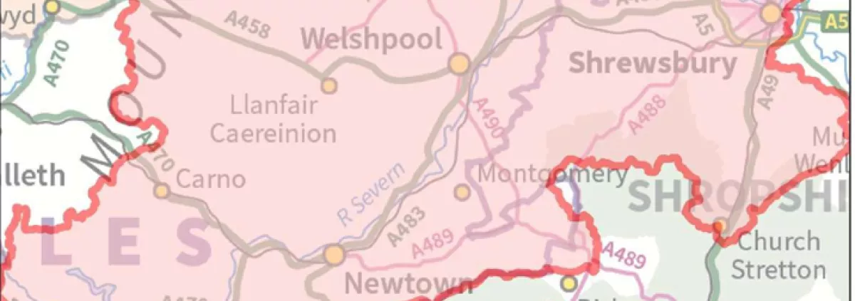 Map showing boundary of Severn Uplands area