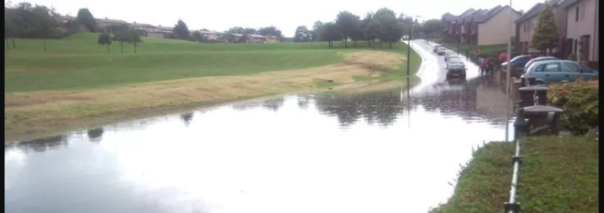 Surface water flooding at St Leonards Park, picture from Scottish Water